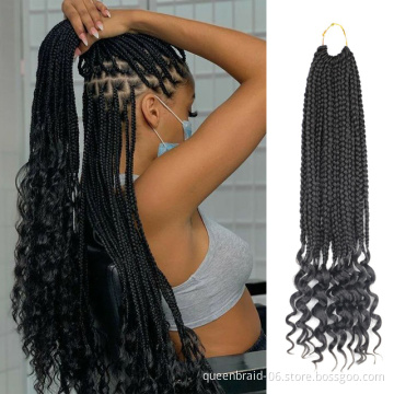 Goddess Senegalese Twist Crochet Hair with Curly Ends Wavy Box Braids Ombre Crochet Box Braids Hair Extensions